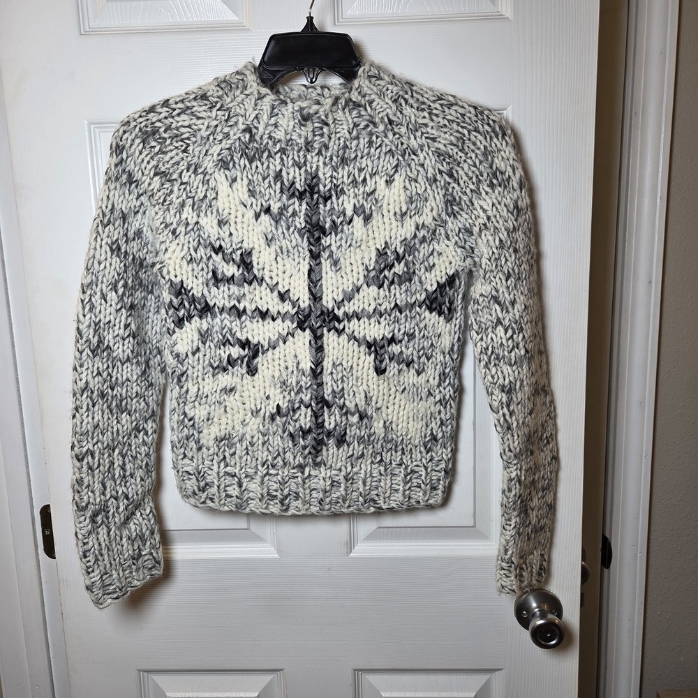 Express sz S hand knit snowflake sweater wool/acrylic/alpaca holiday festive